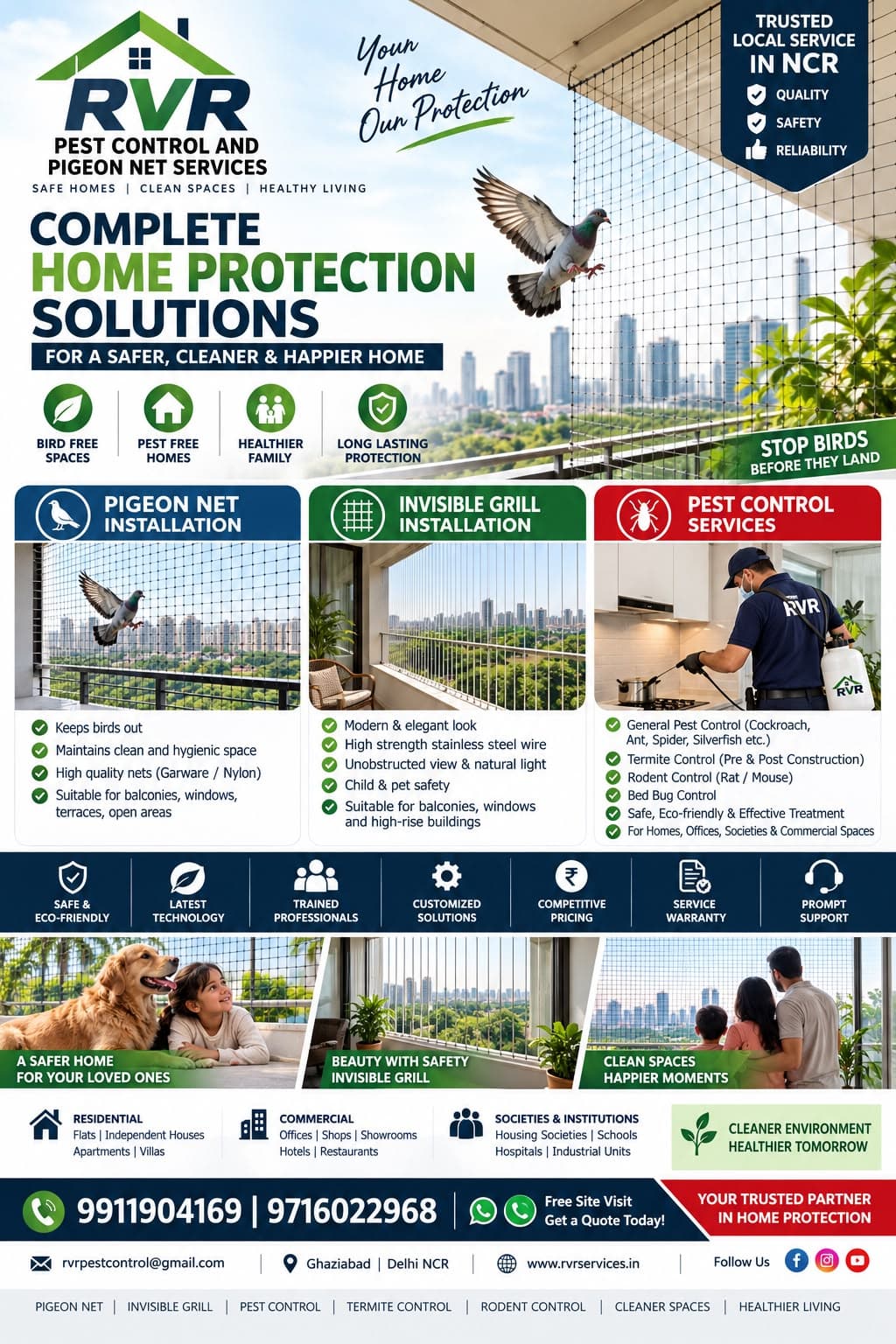 RVR Pest Control and Pigeon Net Services content flyer